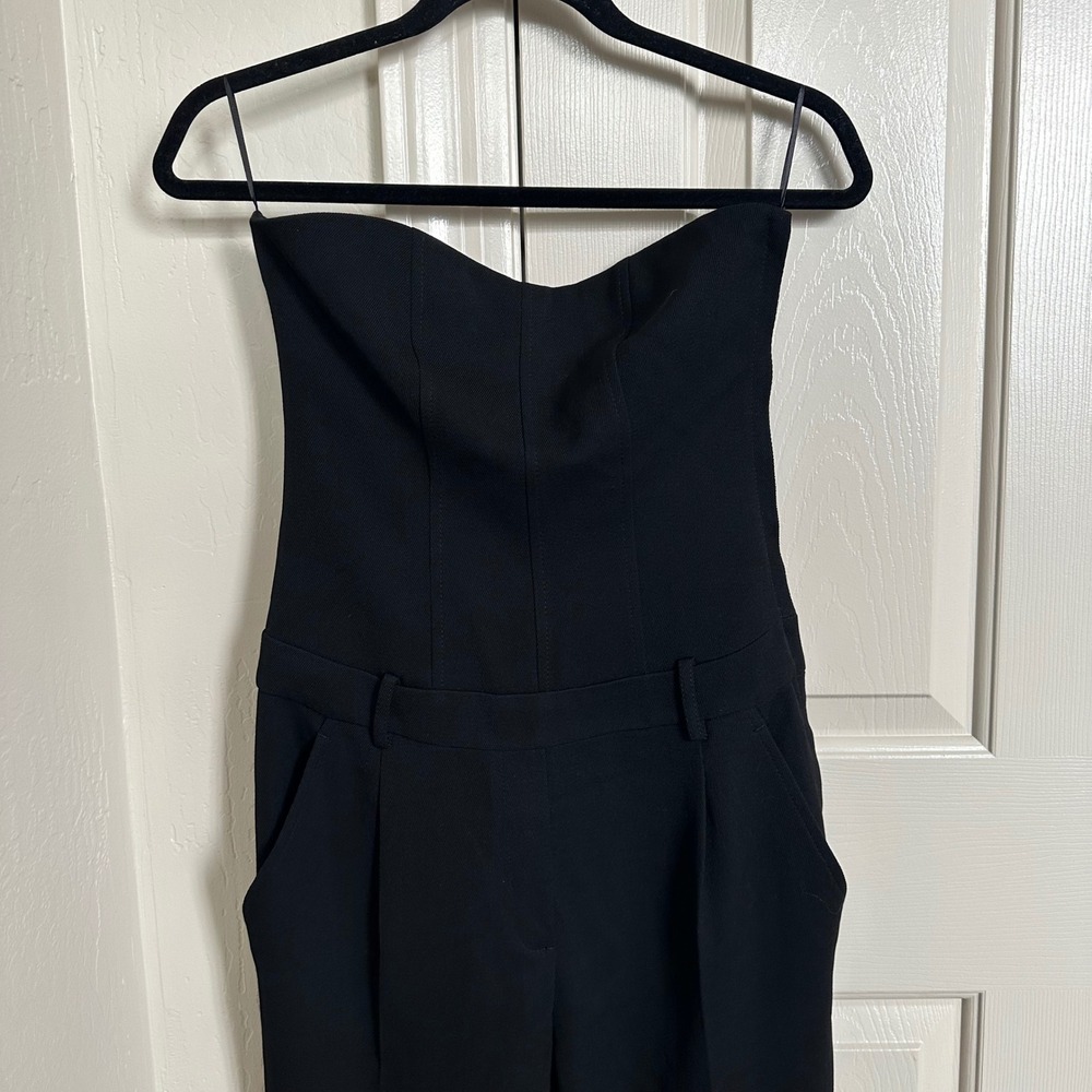 Theory Black Strapless Wool Blend Sweetheart Jumpsuit - Size 4